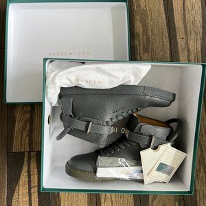 Buscemi Men's Leather High-Top Sneaker, Dark Gray. Size 9 (42)